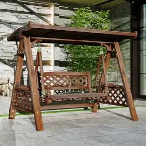 흔들그네 테라스 3인 행잉체어 의자 야외그네 방부목