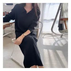 보리맘골지 카라 니트 롱 원피스 브이넥 임부복 R621 176820