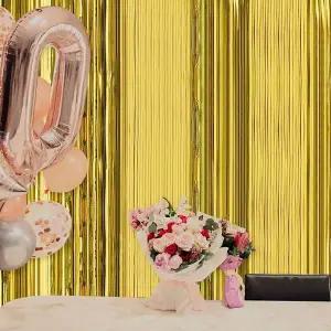 반짝이 파티 커튼 옐로 그린