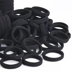 ( )무매듭 고탄력 머리끈 블랙 100개세트 대용량 헤어밴드 데일리 고무줄 컬러 묶음