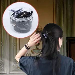 ( )데일리 고무줄 머리끈 12 종 세트 블랙 대용량 안아픈 여아