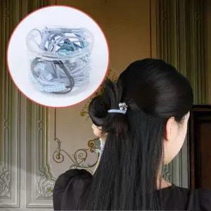 ( )데일리 고무줄 머리끈 12 종 세트 블루 대용량 안아픈 여아