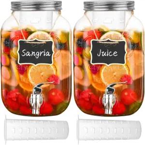 파티를 위한 우아한 시간 1갤런 유리 음료 디스펜서 과일 인퓨저가 포함된 2팩 세탁 세제 펀치볼 야외용