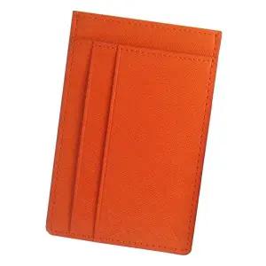 슬림 인조가죽 카드지갑 오렌지 휴대용 신용카드 교통카드 지갑