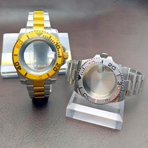 고품질 블랙, 골드, 실버 40mm 요트 케이스 스트랩 NH34 35 8215 무브먼트 호환 28.5mm 다이얼 사파이어 글