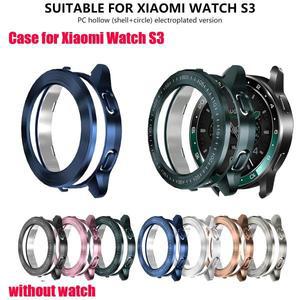 샤오미 미 워치 S3 케이스 액세서리 PC 보호 쉘 미 워치 S3 전기 도금 와이어 드로잉 홀로우 케이스+베젤