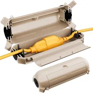 RESTMO 2팩 컴팩트 야외 연장 코드 커버 IP44 방수 박스 및 안전 하우징 케이스 플러그 전기 연결 홀리데이