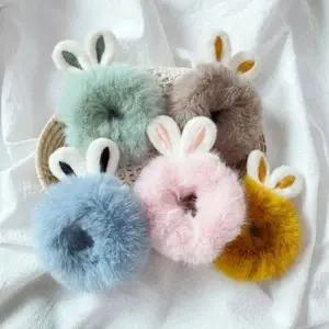 ( )슈슈 곱창 밴드 헤어끈 두꺼운 토끼 머리끈 예쁜 여자 머리 대용량 고무줄 5개 골프