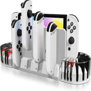 TNP 스위치 도크 충전 스테이션 스탠드 - 닌텐도 및 OLED용 조이콘 컨트롤러 충전기 업그레이드된 충전기와