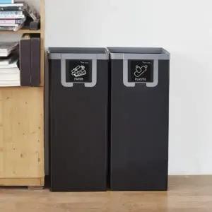 ( )생활 나눔이 분리수거함 대용량 2칸구성 블랙N그레이