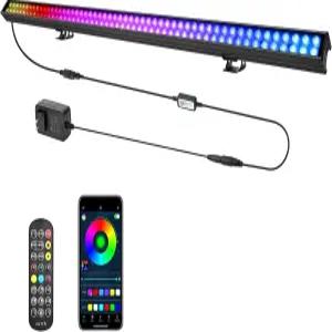 LED 스테이지 워시 라이트 바 60W RGB DJ - 스마트 APP 및 리모컨 타이밍 음악 동기화 기능 이벤트 홈 파티