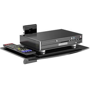 WALI 플로팅 엔터테인먼트 센터 선반, 최대 17.6파운드 보관 가능, DVD 플레이어용 강화 유리가 장착된 TV 케이블 박스, 게임 콘솔, 액세서리(CS201B), 선반 1개, 블랙