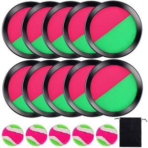 쿠라비 토스 앤 캐치 패들 게임 5세트 캐치볼 스포츠 게임으로 스포츠, 해변 및 파티에 적합하며, 보관 가방, 10개, 공 5개로 인기가 많습니다