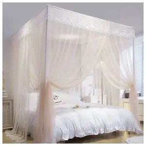 [리빙피스] 레이스 커튼형 침대 모기장 (150x200cm) (피치)