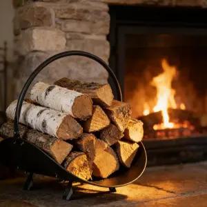 칼리돌라 블랙 통나무 홀더 실내외 장작 선반 난로 바구니