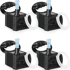 Lounsweeer 4 세트 50 GPH 3W 미니 잠수식 워터 펌프 조용한 분수 수족관 어항 연못 반려동물 수경 재배용