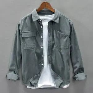 남성용 코듀로이 베이직 셔츠 가을 겨울 골덴 남방 긴팔 상의 따뜻한 데일리 셔츠