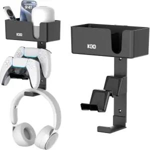 KDD 4-in-1 벽걸이 컨트롤러 홀더 - Xbox ONE/X 시리즈/PS5/PS4용 미끄럼 방지 패드가 있는 듀얼 게임 및