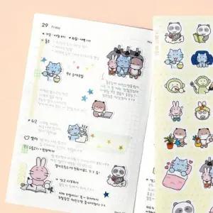 ( )오늘의 일기 스티커 팩 5장 다이어리 꾸미기 소품 일러스트 스티커