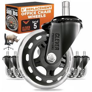 교체용 사무실 단단한 5개 바퀴 98% 타일 핏 튼튼한 조용한 의자용 휠 의자 비닐 세트) 바닥 부드럽고 범용 투명 롤링 나무 책상 카펫용 (7.6CM(3인치) 캐스터