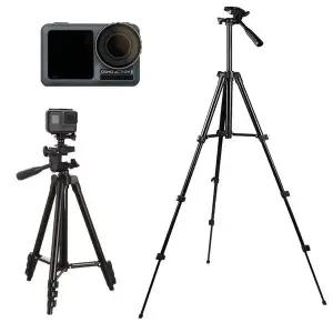 [셀러에이드]카메라 스마트폰 겸용 삼각대 촬영 거치대 오즈모 액션캠 호환 블랙