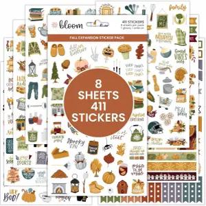 블룸 데일리 플래너 가을 확장 스티커 팩 - 8장 / 411장 할로윈과 추수감사절이 포함된 수확 버라이어티
