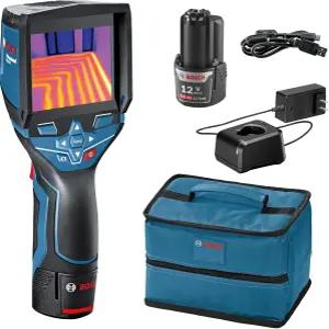 BOSCH GTC400C 12V 최대 연결 열 카메라 2Ah 리튬 이온 배터리 및 충전기 USB 케이블 소프트 파우치 포함