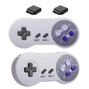 슈퍼 NES/SFC 콘솔 엔터테인먼트 시스템 -7 핀 커넥터용 2팩 2.4 GHz 무선 SNES 컨트롤러 조이스틱