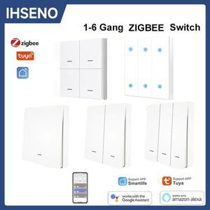 Tuya ZigBee 무선 장면 스위치  1  2  3  4/6 갱 푸시 단추  스마트 라이프 앱 조명 컨트롤러  알렉사 구글