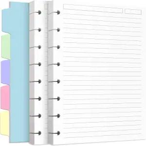 디스크바운드 리필 용지 메모 시스템 디스크 바운딩 플래너 삽입물용 240페이지 5장 분할기 화이트 주니어