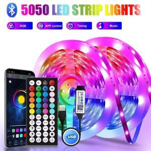 5050 5V USB RGB LED 테이프 1-30M 자가 접착 색상 변경 조명 스트립 실내 아이스 스트링 리본 TV 백라이트