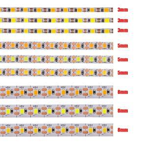 3mm 5mm PCB LED 스트립 조명 초박형 1 컷 5V 2835 120LEDm 8mm 유연한 테이프 DC IP21 방수 아님  자연 흰