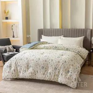 잔꽃 겨울차렵이불 두툼 반밤꽃밭 블루뽕실크 실크