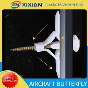플라스틱 확장 튜브 석고 보드 앵커 나일론 항공기 모양 나비  마른 벽에서 나온 고정 나사 커튼 커튼 벽