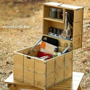 캠핑 QU59GE17 우드 수납 박스 조미료 식기 그릇 보관 정리함