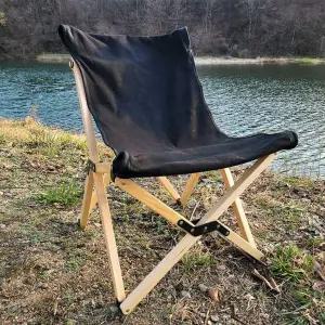 캠핑 PB39OM46 원목 우드 로우체어(블랙)