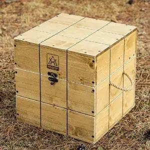 카즈미 QM99OV08 우드 박스 캠핑 주방 용품 수납 큐브 박스