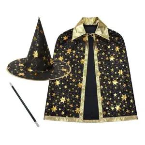 별무늬 망토+모자+지팡이 마법사 의상 세트 할로윈 크리스마스 의상
