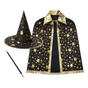 별무늬 망토+모자+지팡이 마법사 의상 세트 할로윈 크리스마스 의상