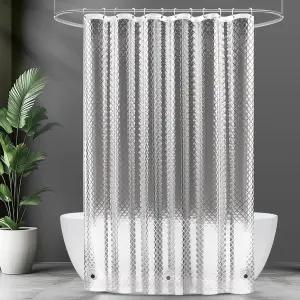 UFRAIDY 75 길이의 플라스틱 클리어 샤워 커튼 라이너 방수 투명 3D 워터 큐브 목욕 72x75 3개의 강력