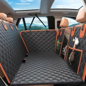 뒷좌석용 엘루파 반려견 카시트 커버 단단한 바닥에 500파운드 메쉬 윈도우 및 보관 가방과 안전벨트가