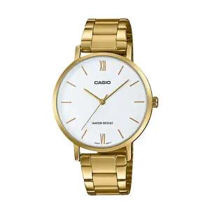 카시오 LTP-VT01G-7B 여성 라운드 아날로그 메탈 손목 시계
