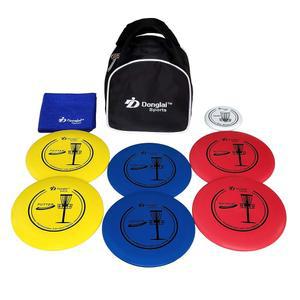 딩글라이 디스크 골프 스타터 세트 / 초보자 세트, 드라이버 2배, 미드레인지 퍼터 캐리백, 수건 및 미니 마커 포함,