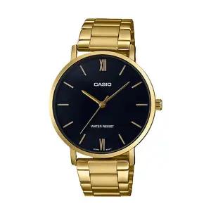 카시오 MTP-VT01G-1B 남성 라운드 아날로그 메탈 손목 시계