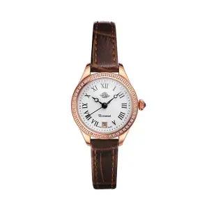 로즈몽 RS72-05BR 앤틱 터치 로즈 라운드 여성 가죽 손목 시계