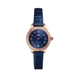 로즈몽 RS72-05BU-NV 앤틱 터치 로즈 라운드 여성 가죽 손목 시계