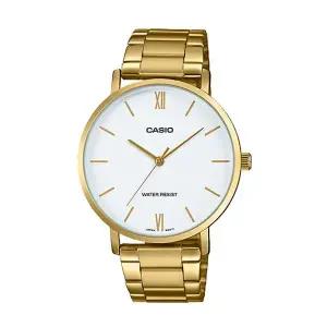 카시오 MTP-VT01G-7B 남성 라운드 아날로그 메탈 손목 시계