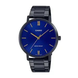 카시오 MTP-VT01B-2B 남성 라운드 아날로그 메탈 손목 시계