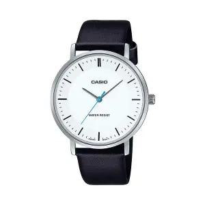 카시오 MTP-VT04L-7E 라운드 남성 가죽 아날로그 시계