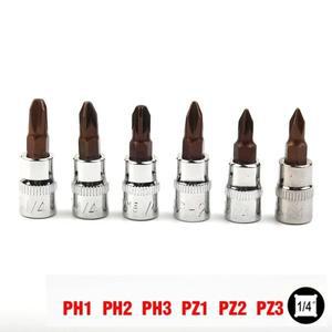 6피스 크롬 바나듐 강스틸 PH Pozi 비트 Socekt 1/4 인치 드라이브 PZ1 PZ2 PZ3 스크루 핸드 툴 교체